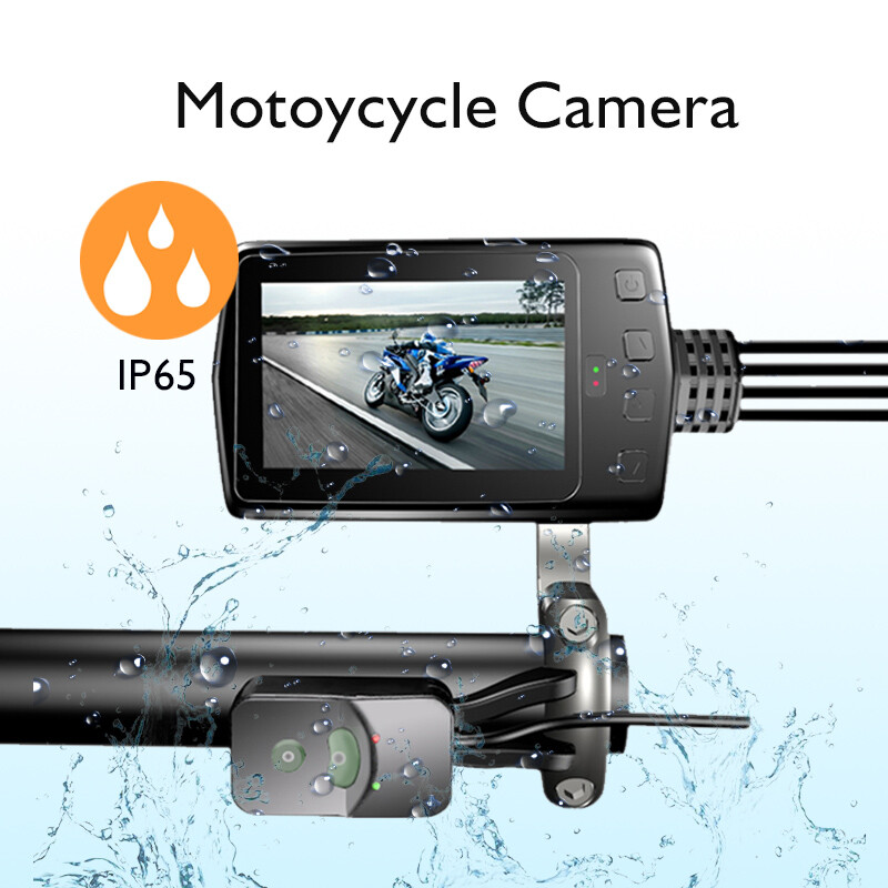 New Motorcycle Dash Cam IP65 Waterproof DVR Camera Dual 160 Degree Wide View