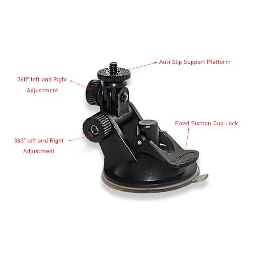 2 Pack Dash Cam Suction Cup Mount with 1/4 Screw Thread Windshield Camera