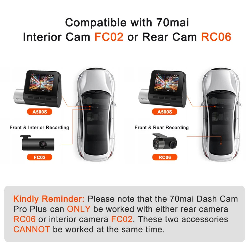 70mai A500S Recorder Car DVR Front Cam A500S 1944P Night Vision 70mai Dash Cam