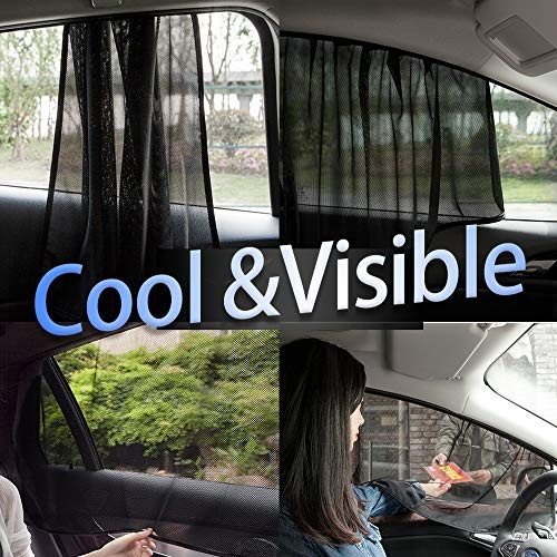 Magnetic Car Window Shades, Mesh Window Covers for Front+Rear Side 4Pcs black