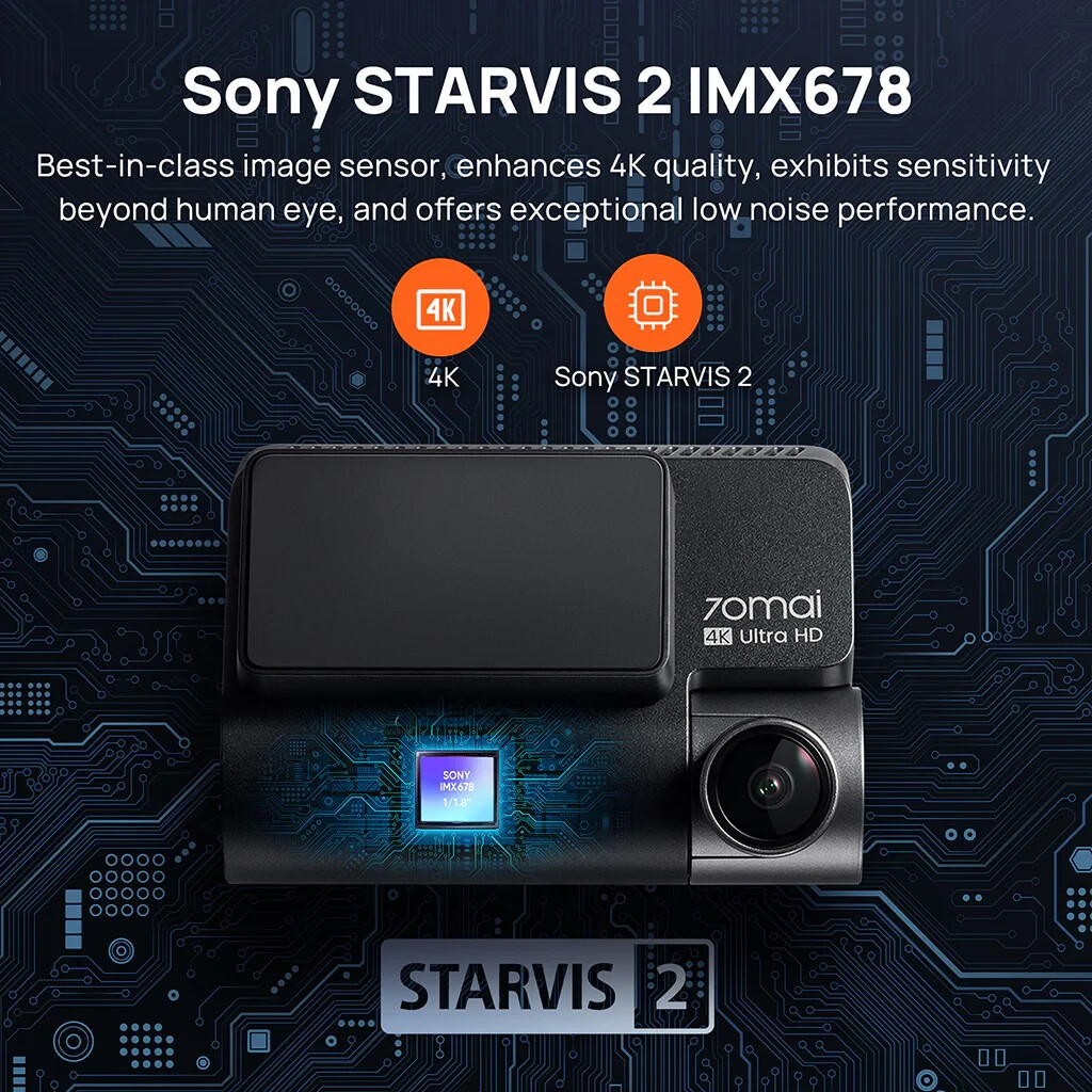 70mai 4K A810 Front Cam + Rear Cam + 256 GB Memory Card+ HW Kit + CPL Filter SET