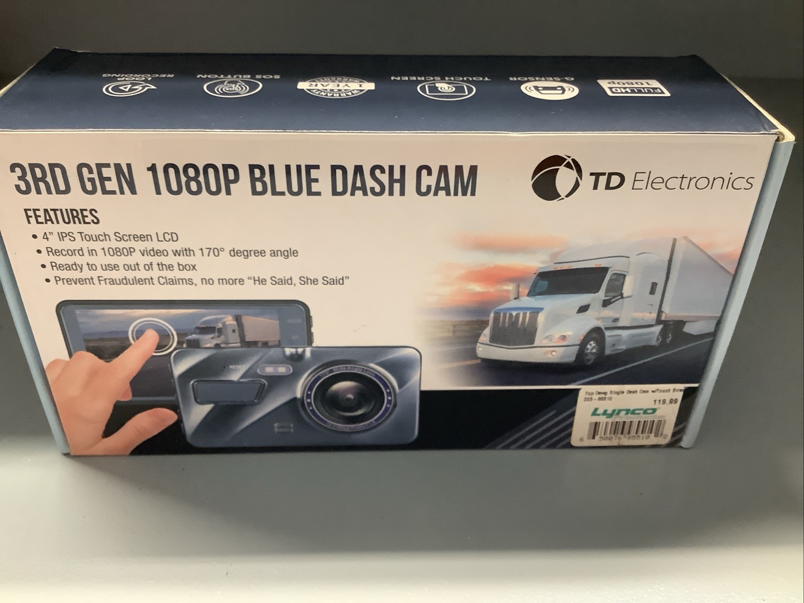 TD Electronics “3rd GEN 1080P Blue Dash Cam” 4″ IPS Touch Screen LCD
