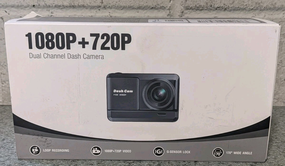 Dual Channel Dash Cam 1080P+720P DVR G-Sensor Loop Recording 170° Wide Angle