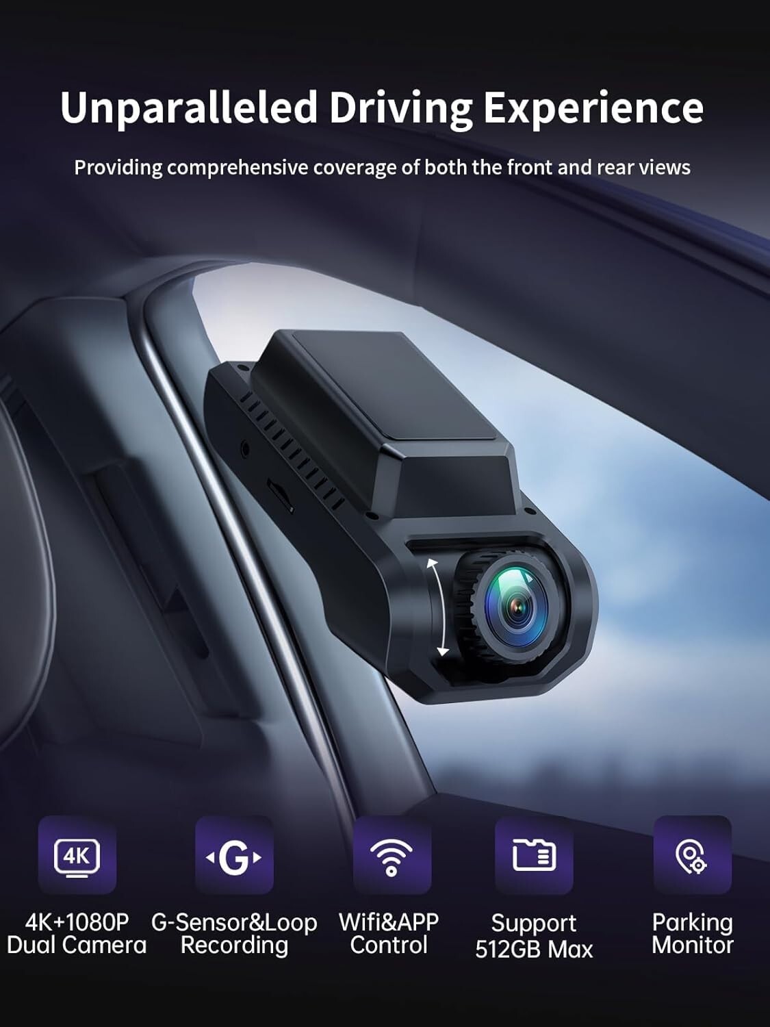 Brand New 2025 GT801 Dash Cam Front and Rear, 4K/2.5K Full HD Dash Camera
