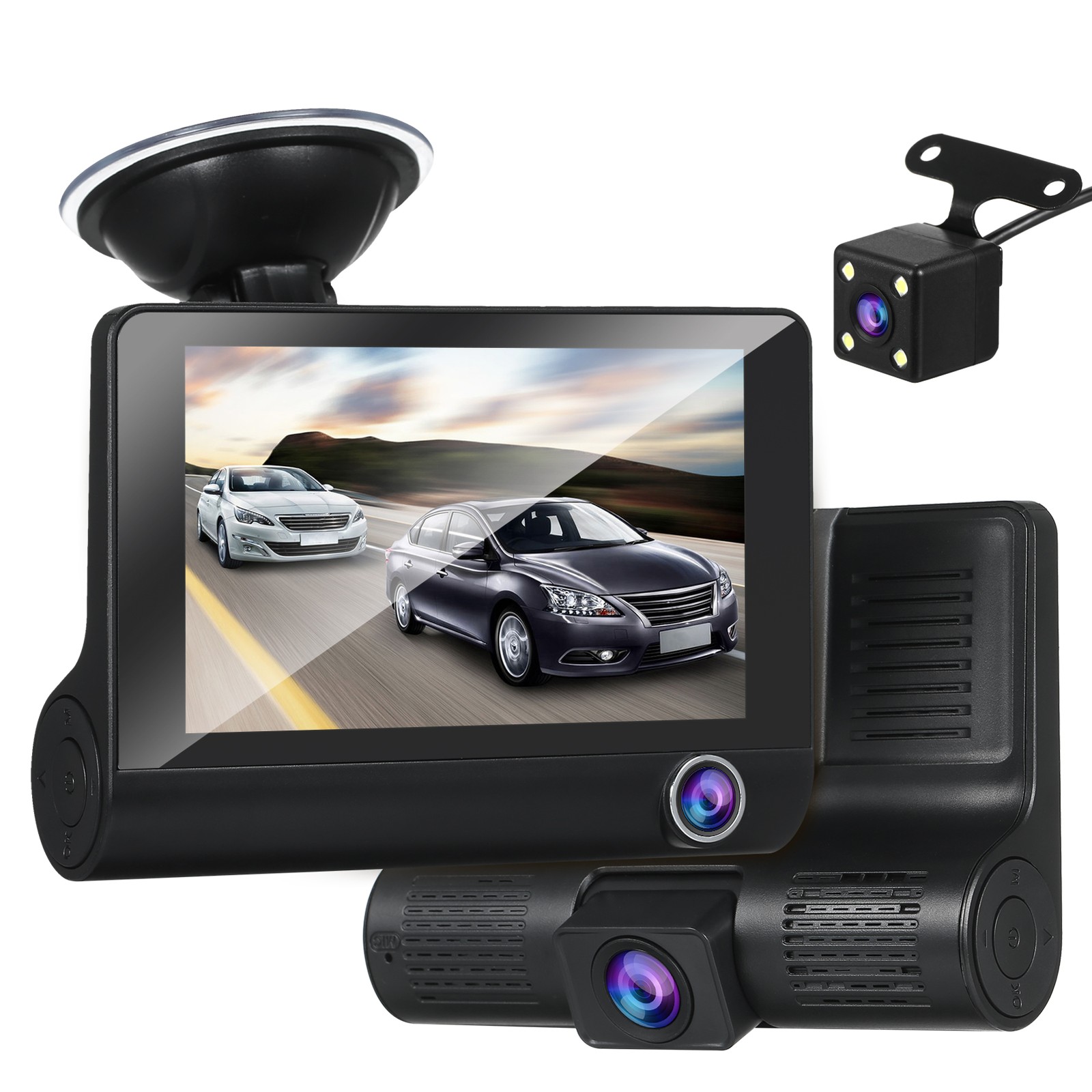 1080P Full Dash Cam With 4 Inch IPS Screen Front And Rear Dual Dash E3Z5