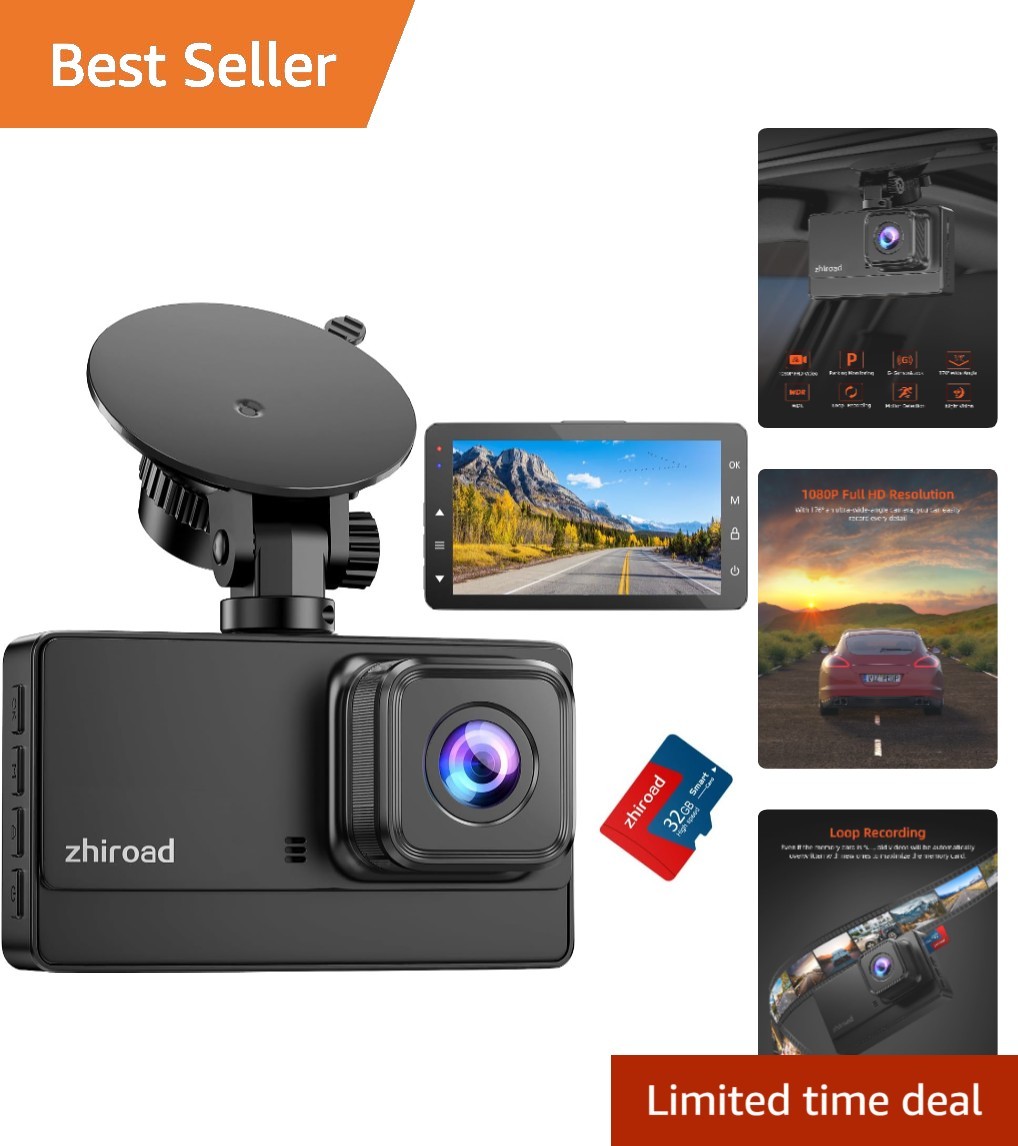 Reliable 1080P FHD Car Dash Cam with Easy Installation & Strong Suction Mount