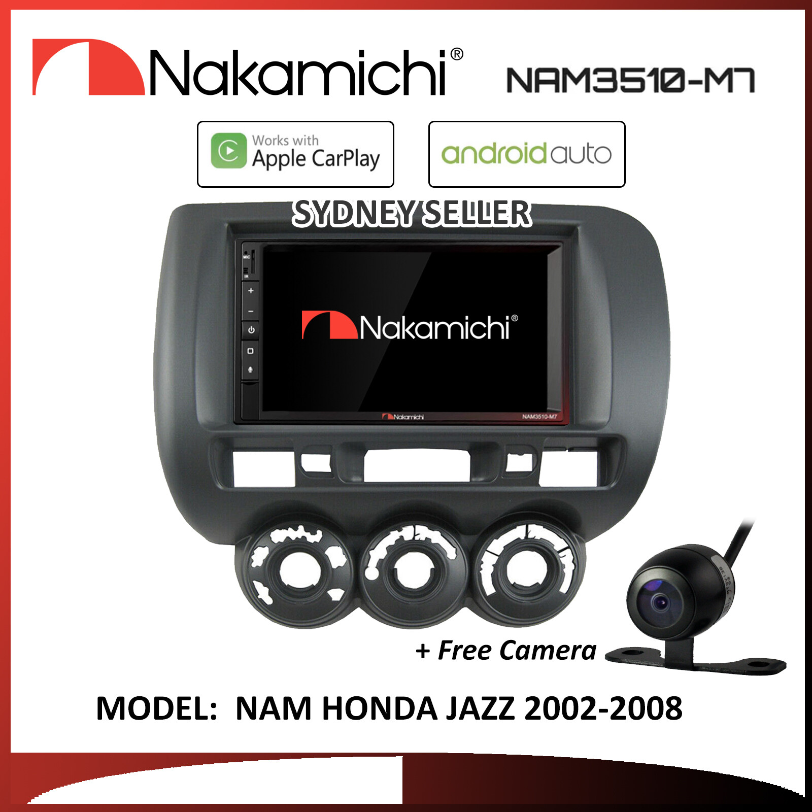 7″ APPLE CARPLAY ANDROID AUTO NAKAMICHI BT RADIO MP3 FOR HONDA JAZZ 2002-2008 CT