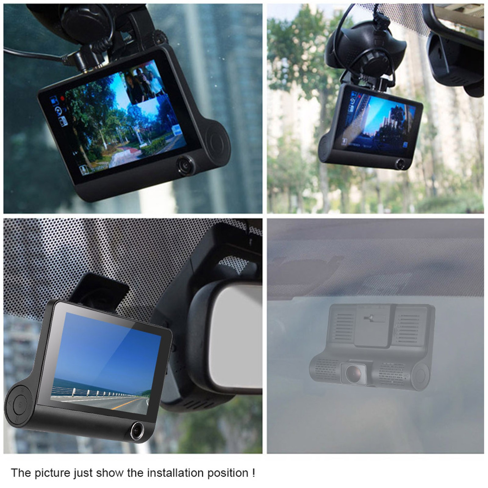 1080P Full Dash Cam With 4 Inch IPS Screen Front And Rear Dual Dash E3Z5
