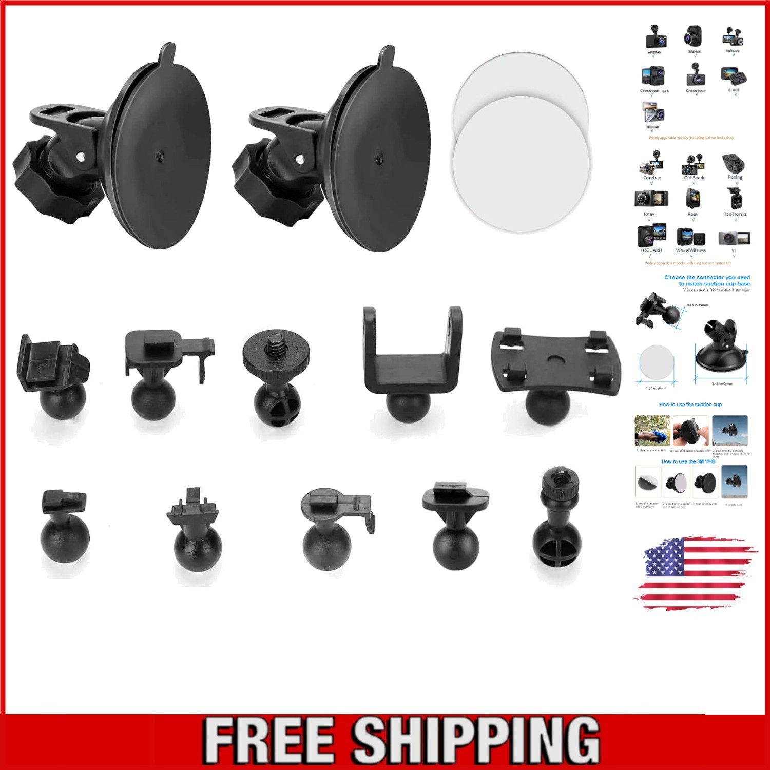Compact Dash Cam Suction Cup Mount – Easy Install for Various Dashboards