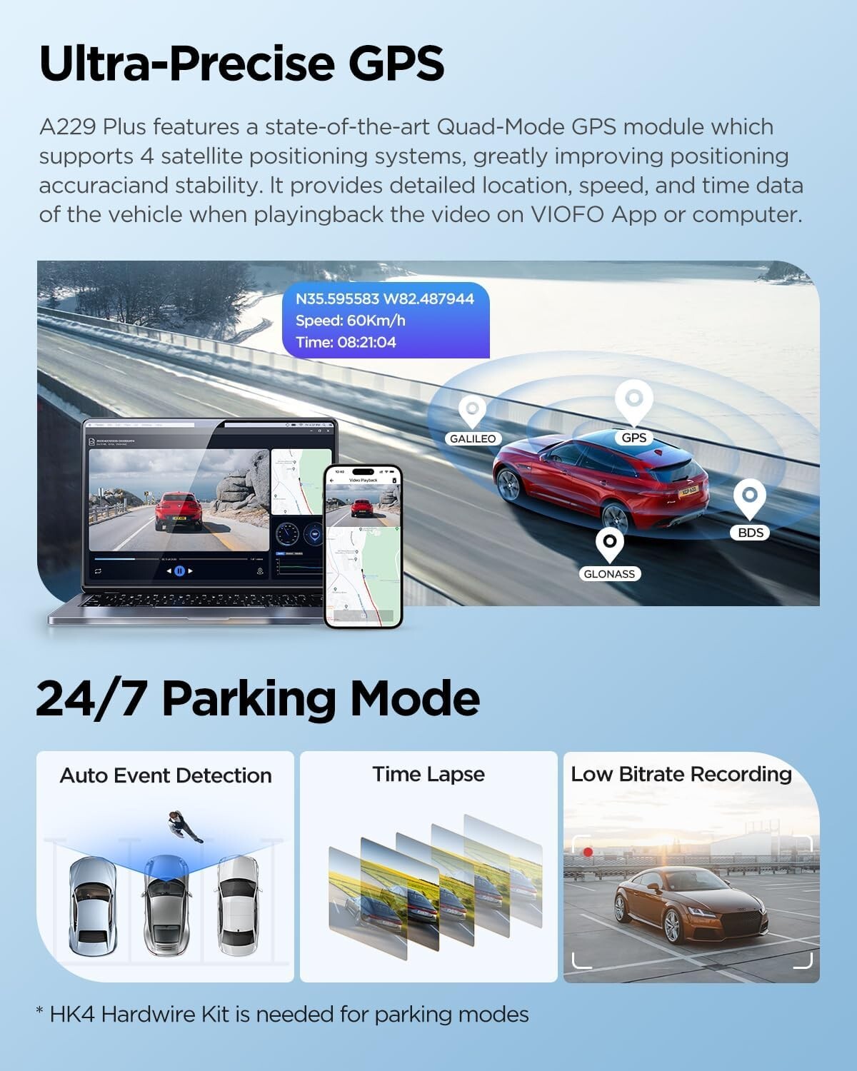 A229 Plus Dash Cam Front and Rear, Dual STARVIS 2 Sensors, 2 Channel HDR, 144…