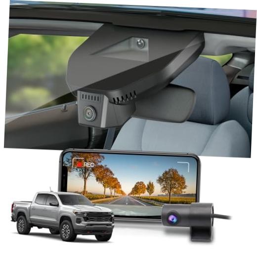Dash Cam Adapts for Chevy Colorado 2023-2026 with Auto Front 4K+Rear 1080P