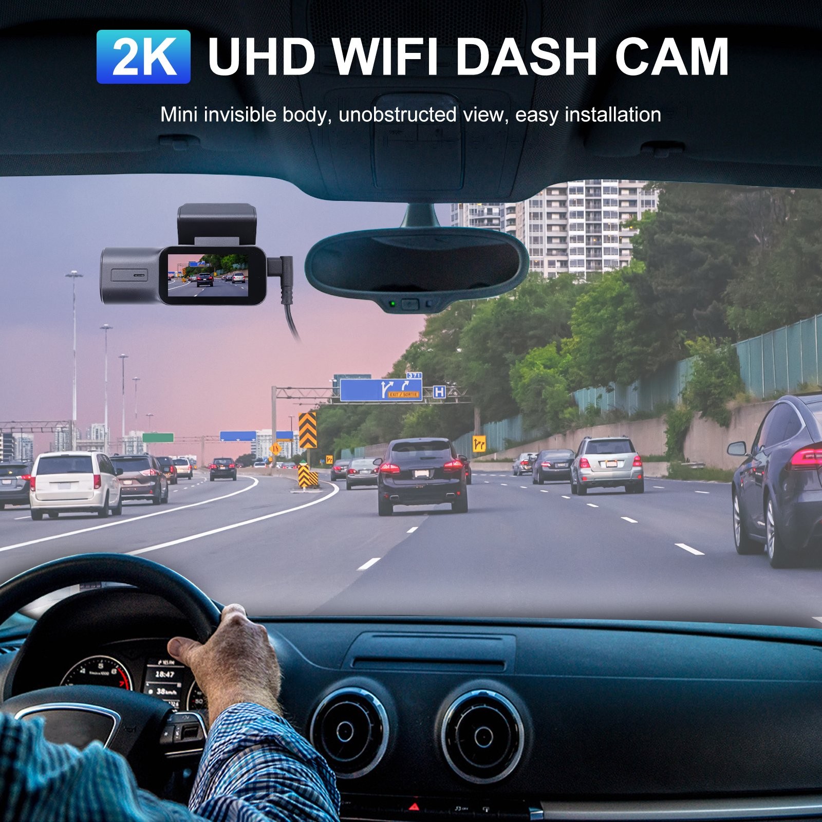 Dash Cam 2K WiFi 1440P Car Camera, Dash Camera for Cars, Front Dashcam for Cars