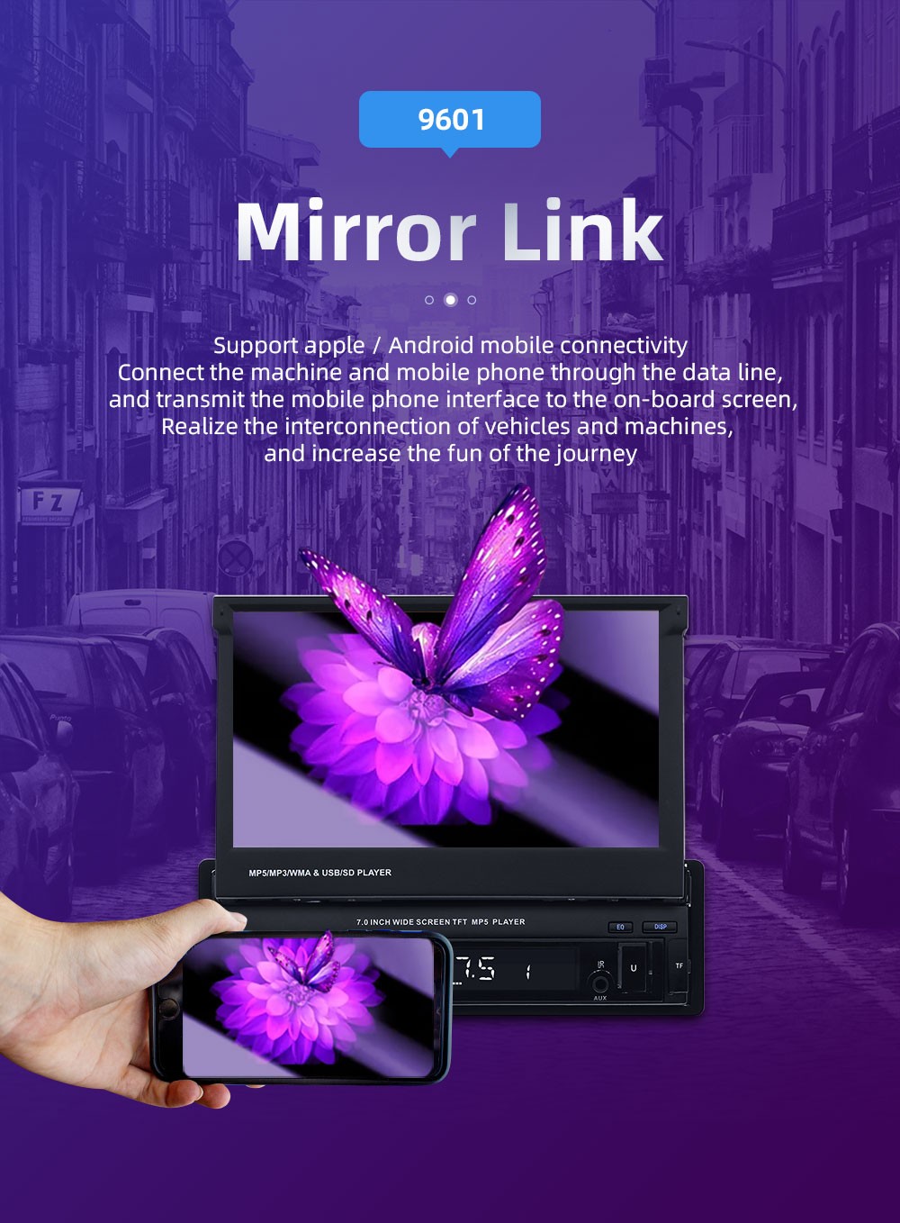 Single 1 DIN 7″ Flip Out Car Radio Stereo Bluetooth FM MP5 Player Touch Screen