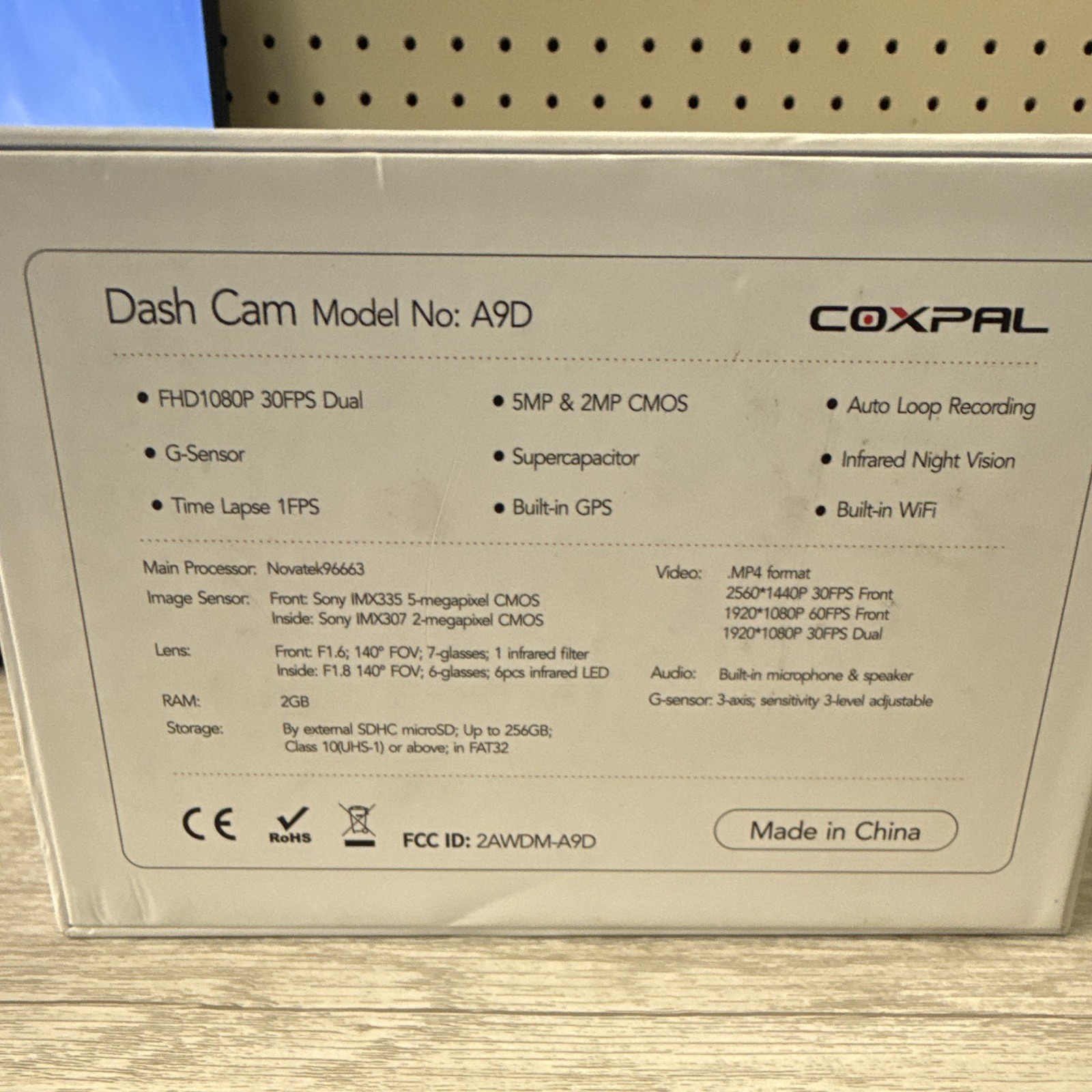 Dash Cam Model A9D Coxpal 2AWDM-A9D