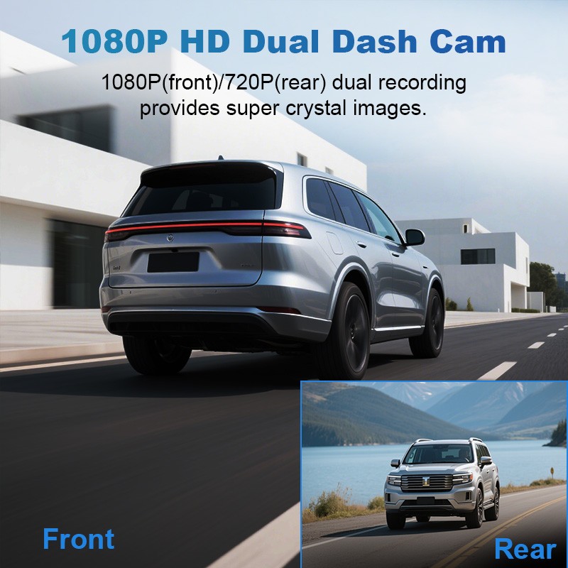 4K Dual Lens Car DVR Camera Dash Cam Front+Rear+Inside Video Recorder G-Sensor