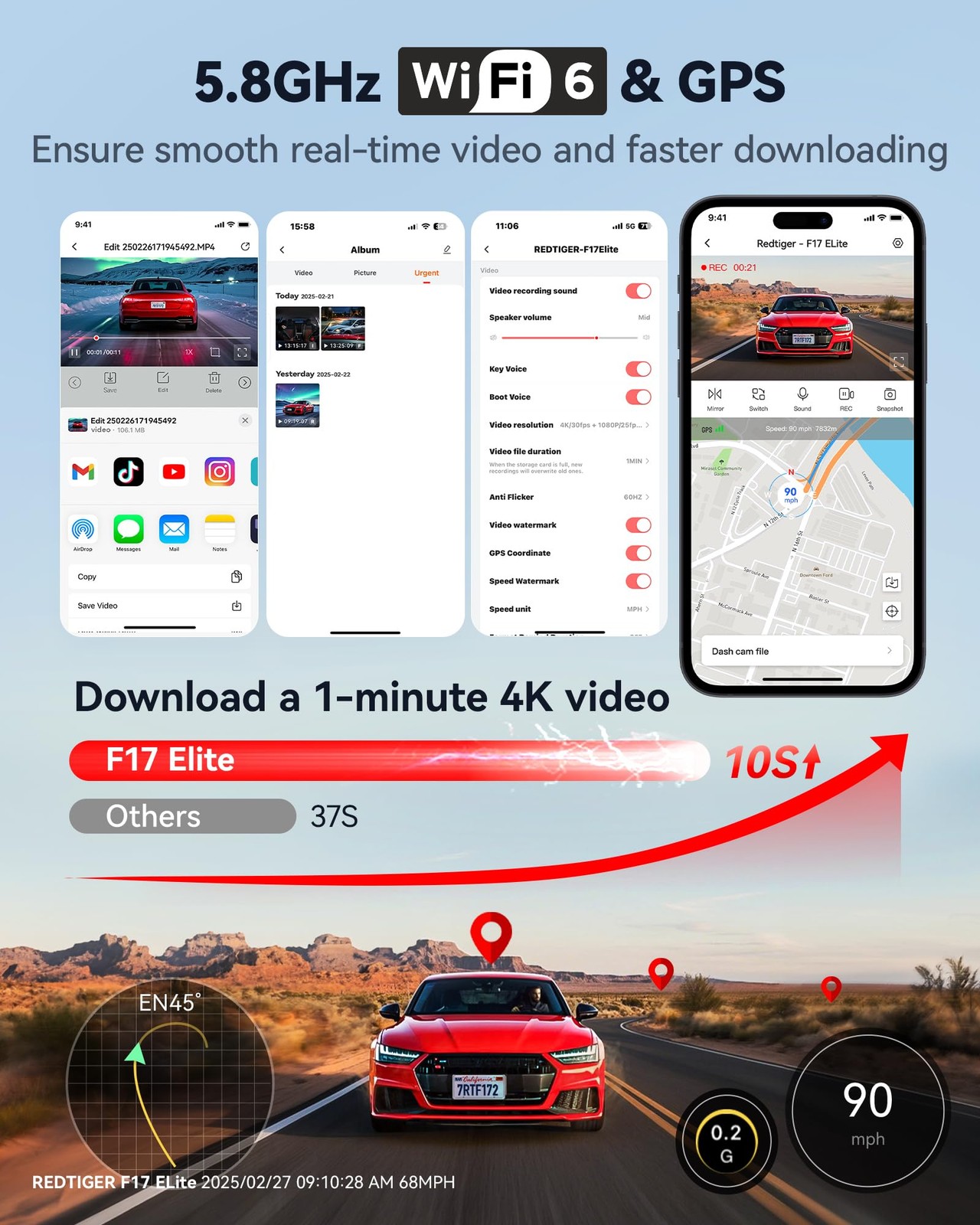 F17 Elite 4K Dash Cam 3 Channel, STARVIS 2 IMX678 & IMX675, 128GB Card, Full …