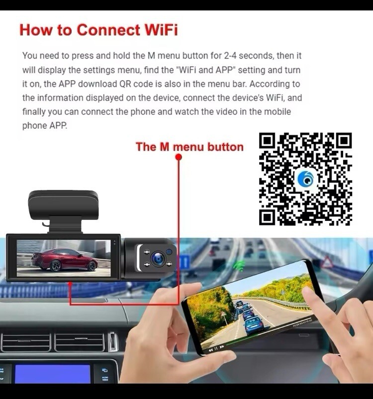 1080P Dual Lens Car Dash Cam G-Sensor Front and Inside Camera With 32GB SD CARD