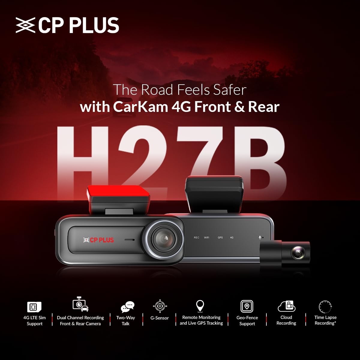 CP PLUS 4G Dashcam for Car | Full HD Front & Rear Dash Camera Live GPS Tracking