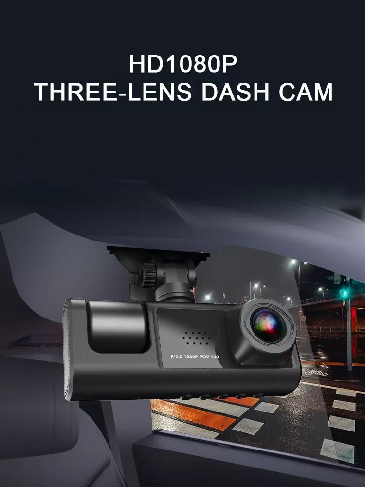 3 Lens Car Dash Cam 1080P Front/Rear/Inside DVR Video Recorder Camera G-Sensor