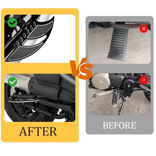 Wide Motorcycle Driver Passenger Front & Rear Floorboards Black batwing style
