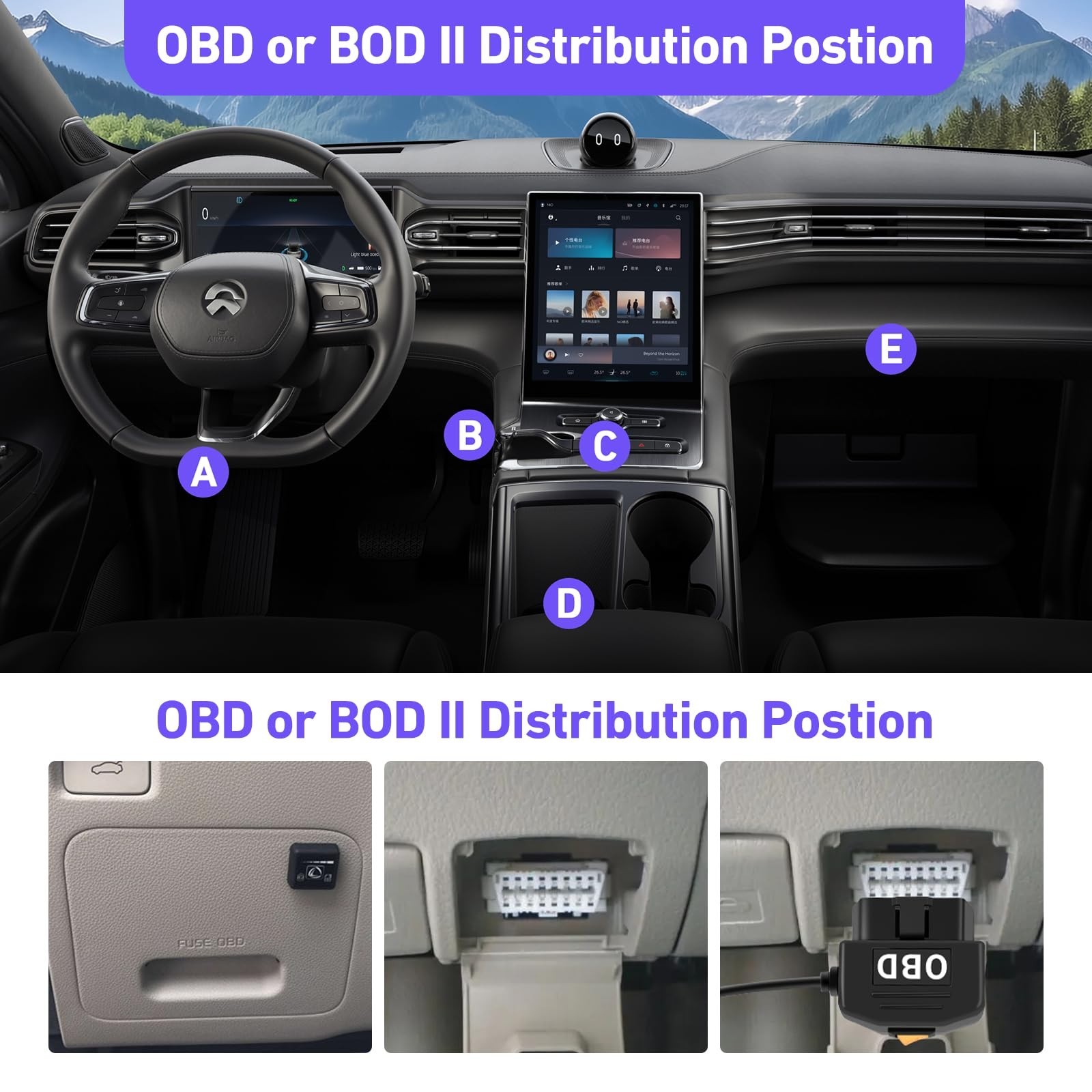 OBD2 Power Cable for Dash Cam, OBD to USB Type-C Hardwire Charger, 24/7 Surveill