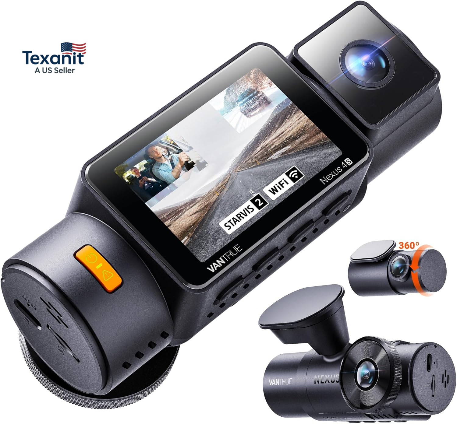 New N4S 3 Channel Dash Cam, STARVIS 2 Night Vision, Front Rear inside Dashcam fo
