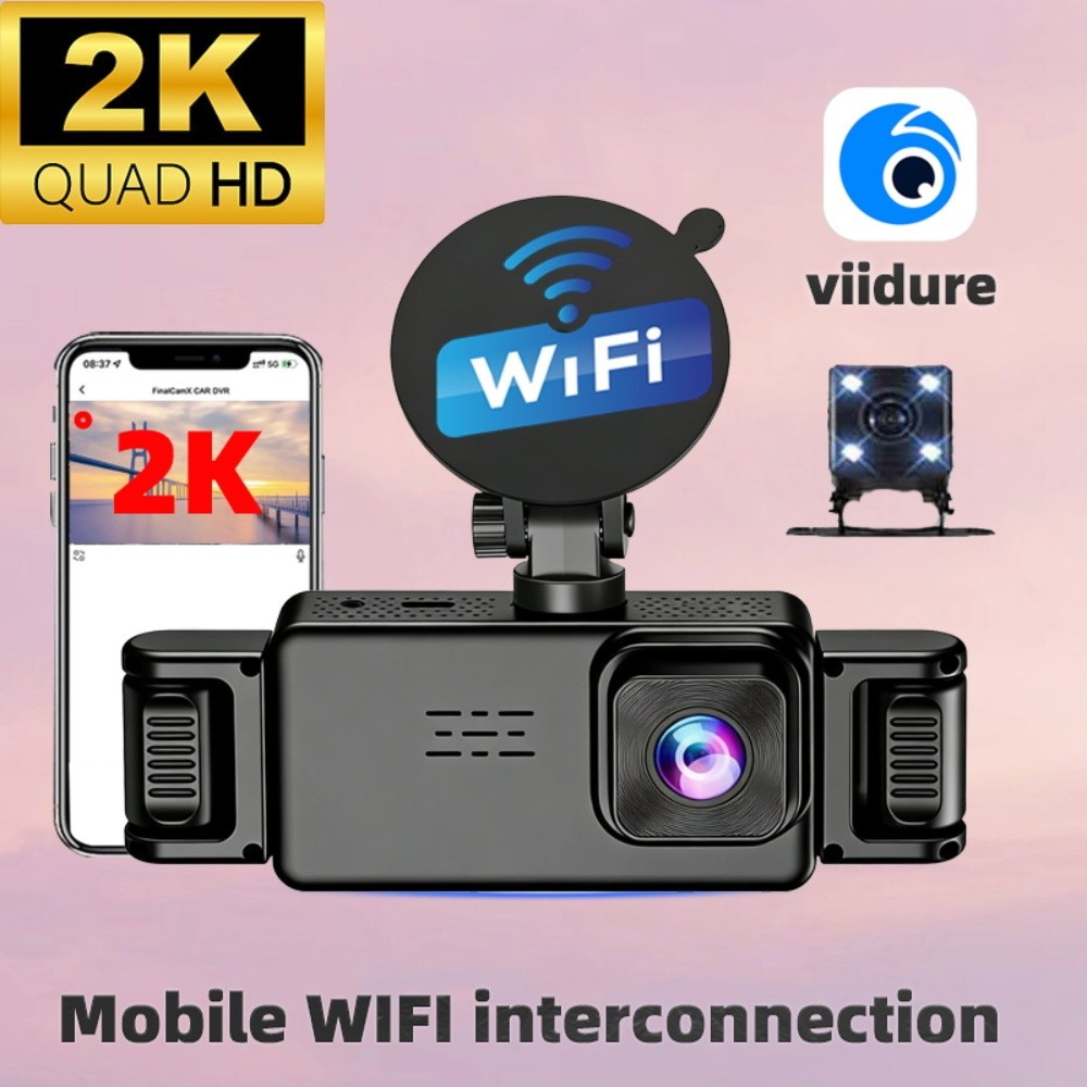 360° 5 Lens WiFi Car Dash Cam DVR Video Recorder 2in HD Screen Motion Detection