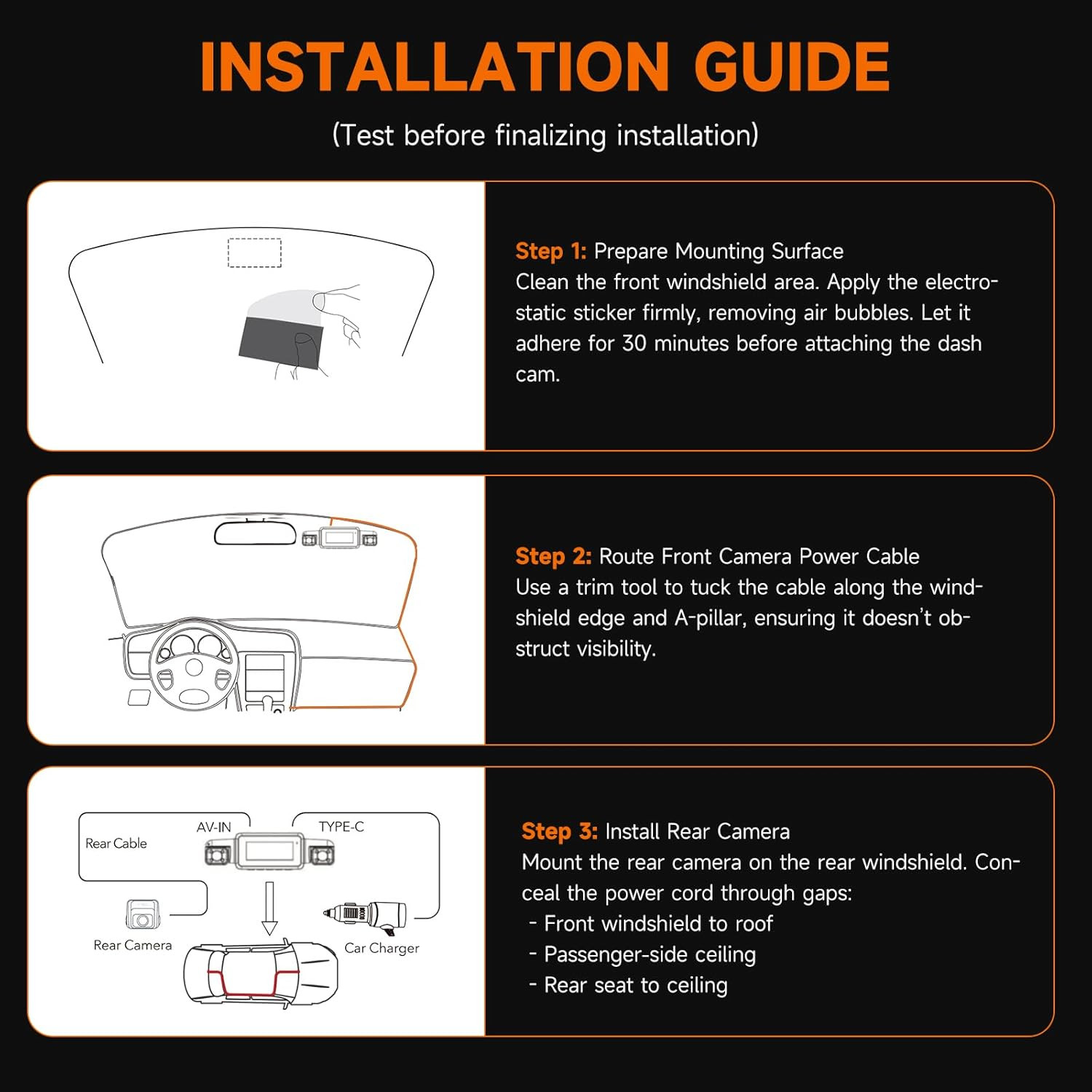 360° Dash Cam Front and Rear Inside, 4 Channel FHD 4 * 1080P, Wi-Fi GPS Voice Co