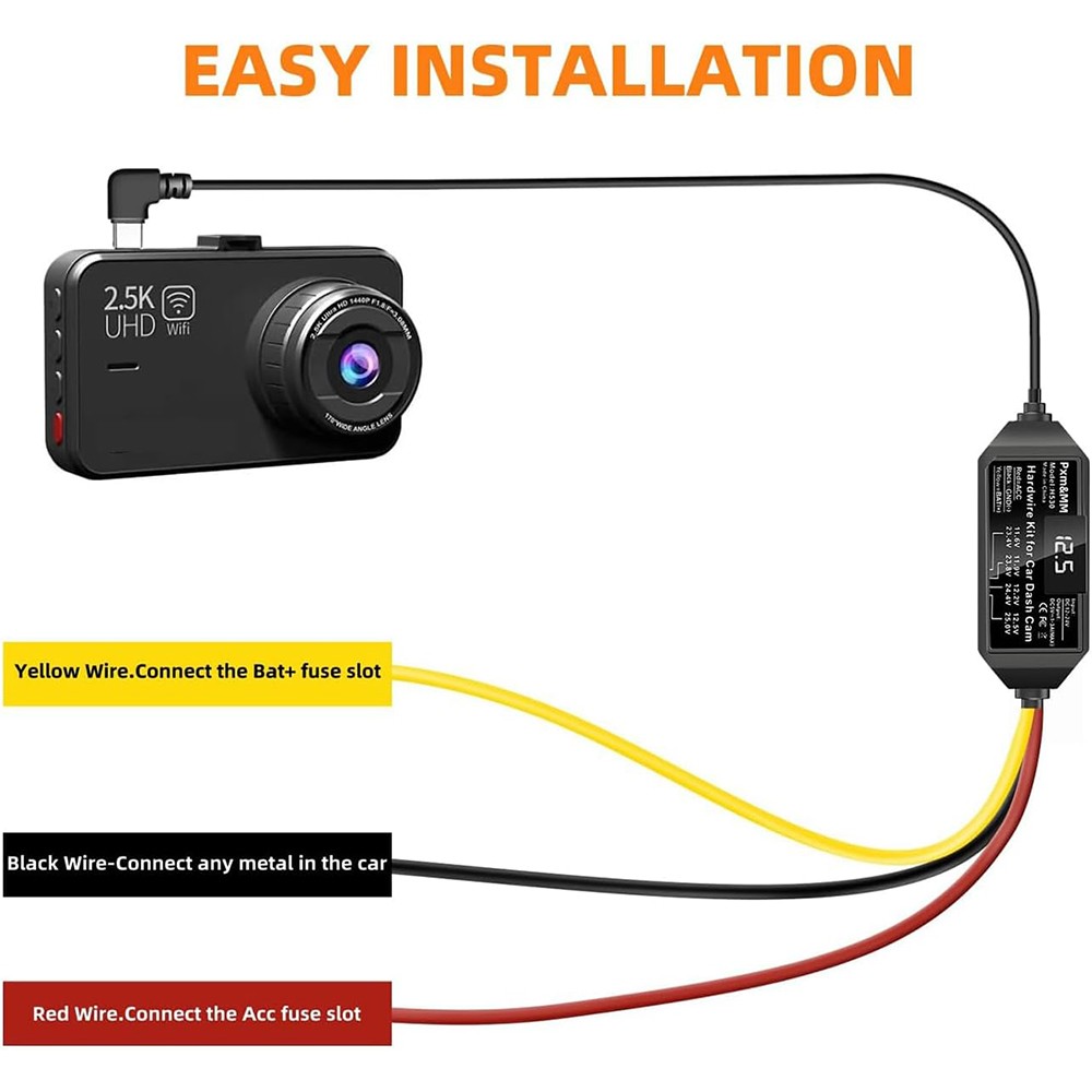 Type C Hardwire Kit for Dash Cam with Acc Detection Universal for Car SUV DVR