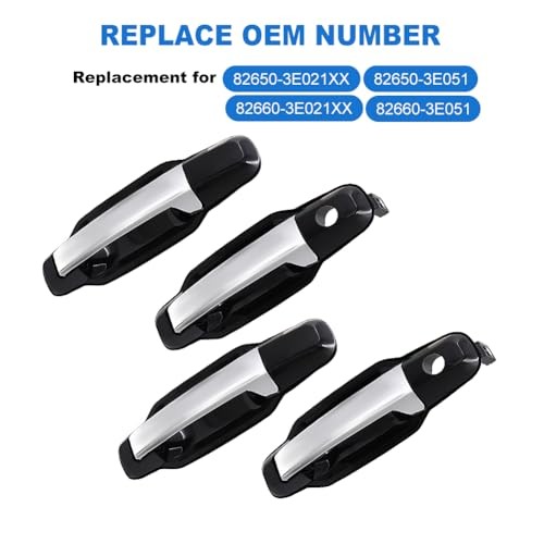 Exterior Door Handles Compatible with Kia Sorento 2003 Black with Chrome Level