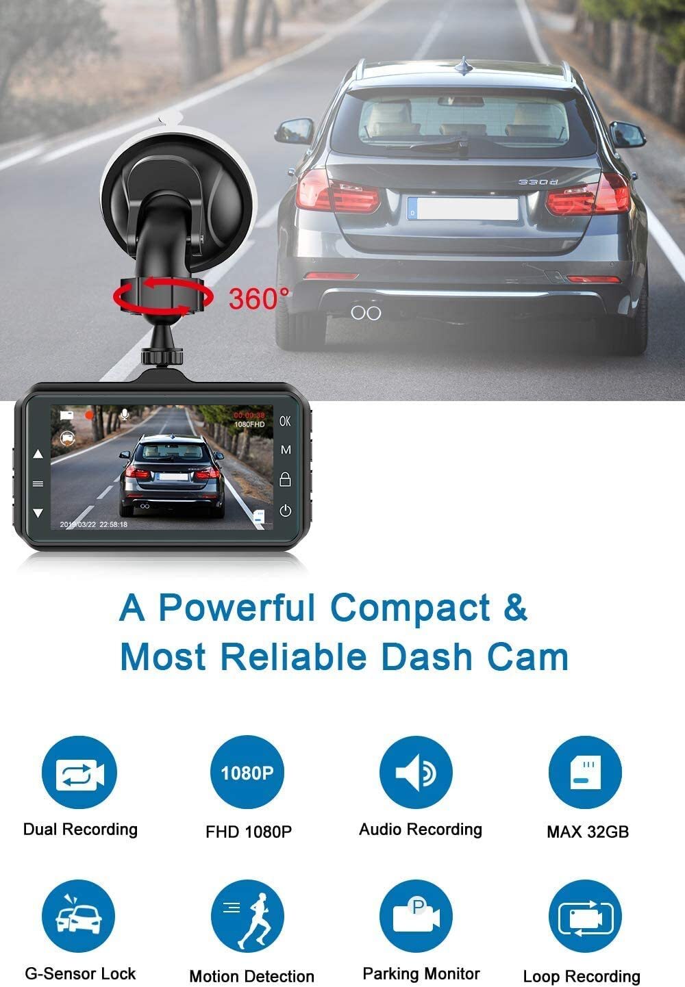 Camara De Carro Auto Coche Para Grabar Delantera Y Trasera Vision Nocturna Nuevo
