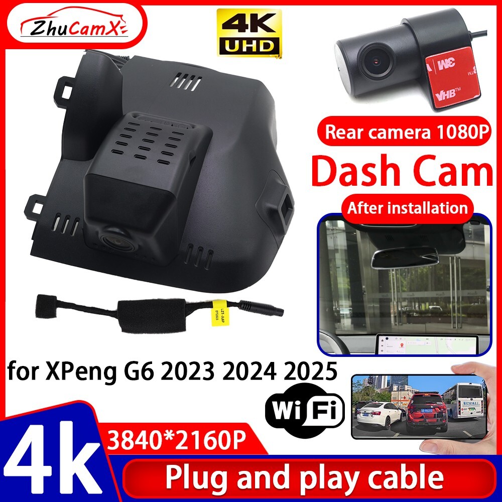 Plug and Play 4K UHD 2160P Wifi DVR Dash Cam Camera for XPeng G6 2023 2024 2025