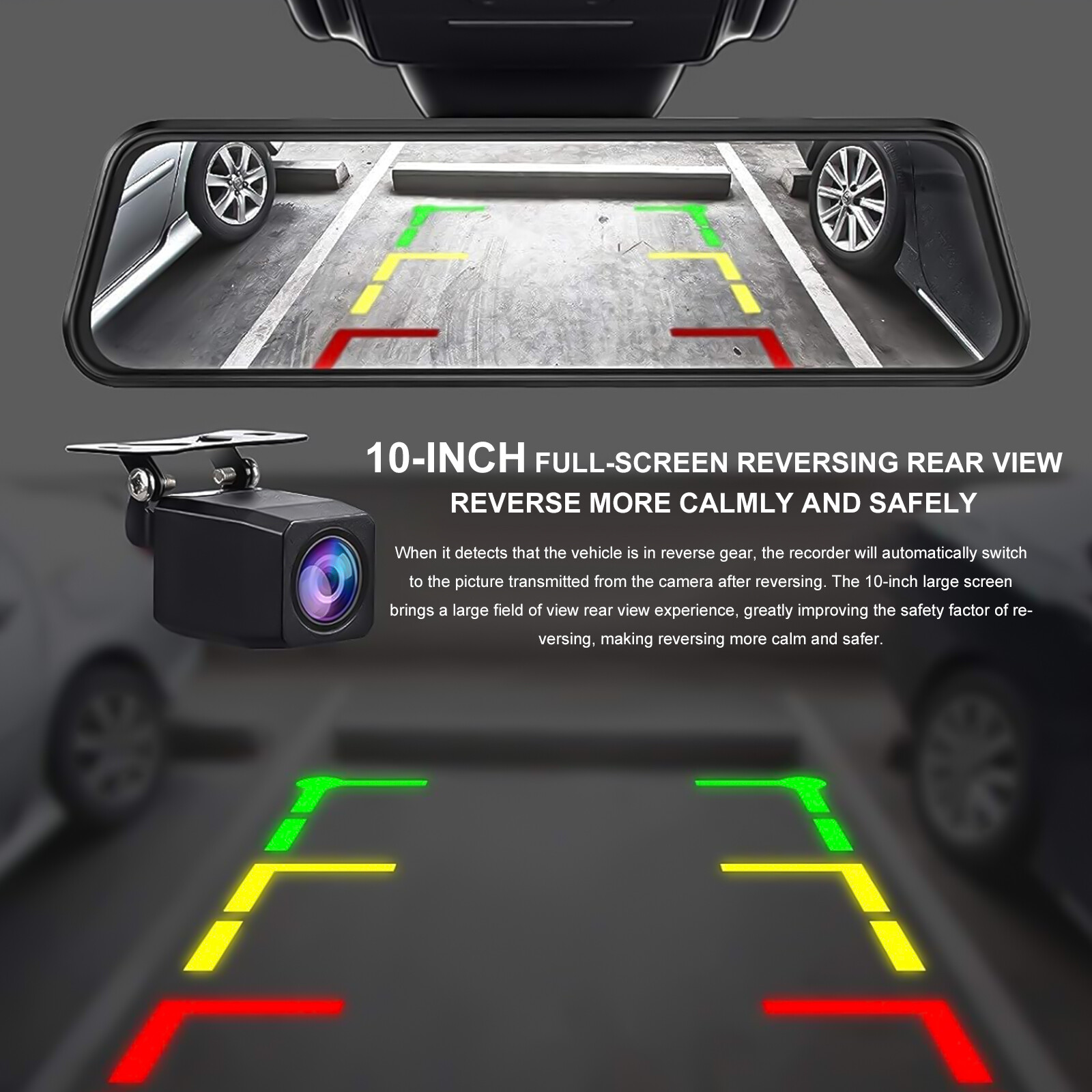 10″ Car Mirror DVR Rear View Camera Full Touch Screen Dash Cam Dual USA