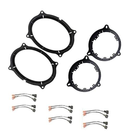 6×9 Front + 6.5″ Rear Car Stereo Door Speaker Install Mount Bracket Plates +