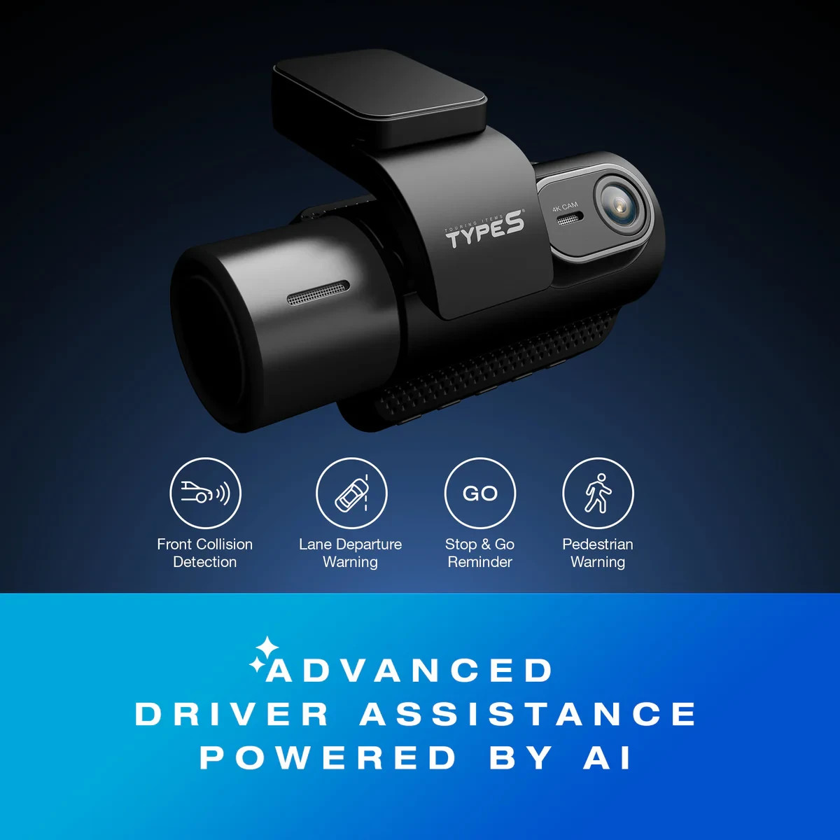 Type S T402 Dual View 4K Dashcam With AI Powered Driver Assistance [NEW & SEALED