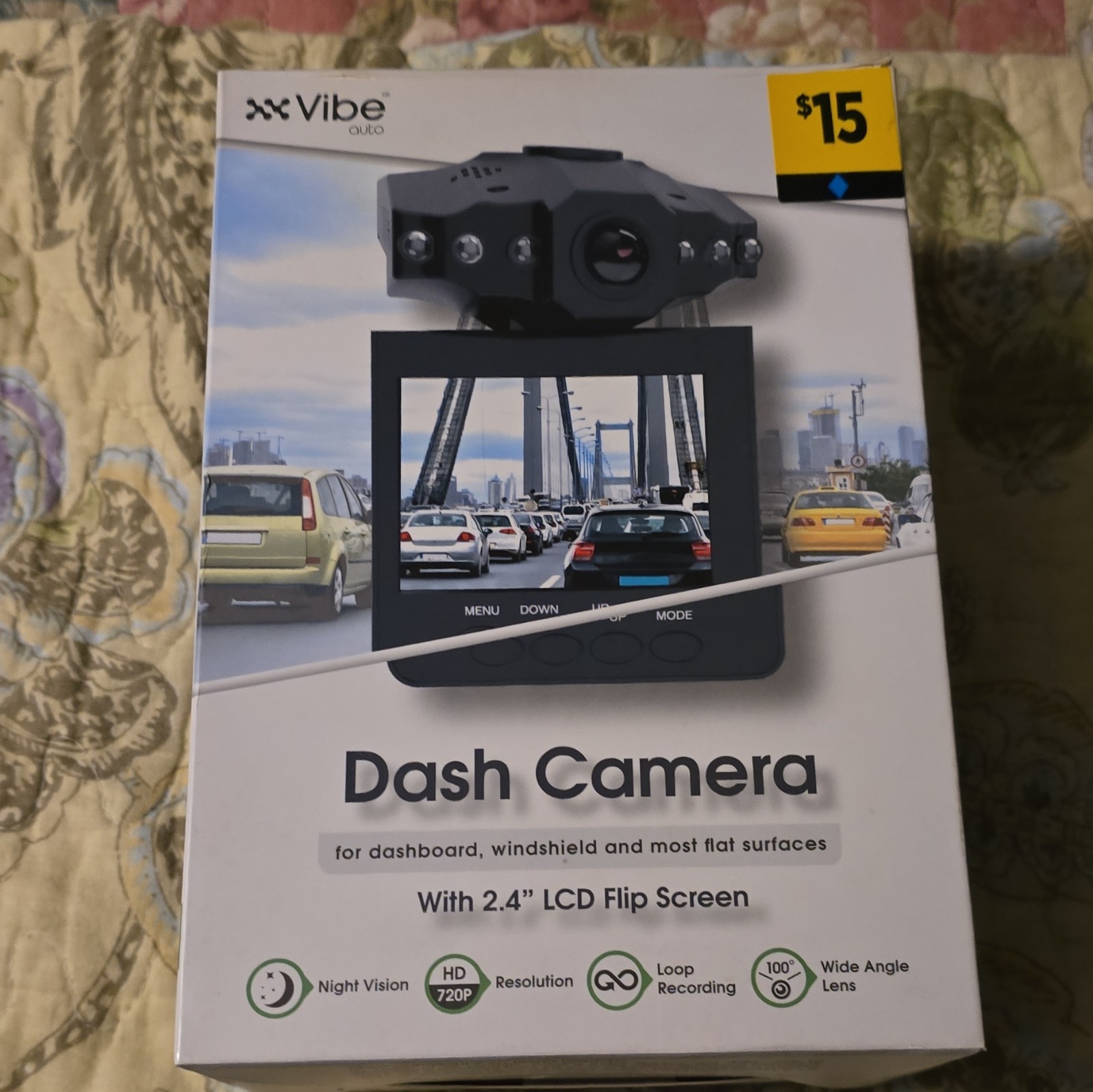 NEW Vibe Auto DASH CAMERA 2.4″ LCD Flip Screen Mic & Speaker Night Vision