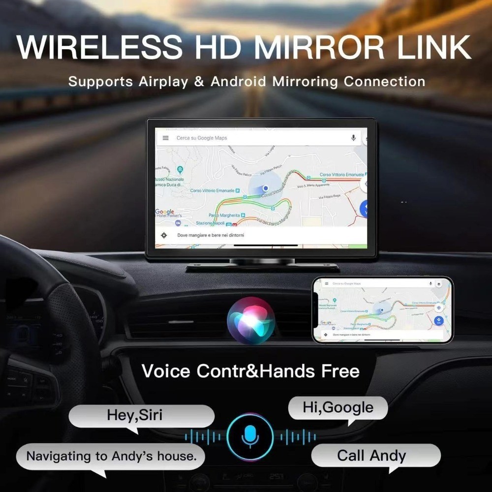 9″ Touch Screen Carplay Android Auto 4K Dash Cam with 1080P Backup Camera DVR