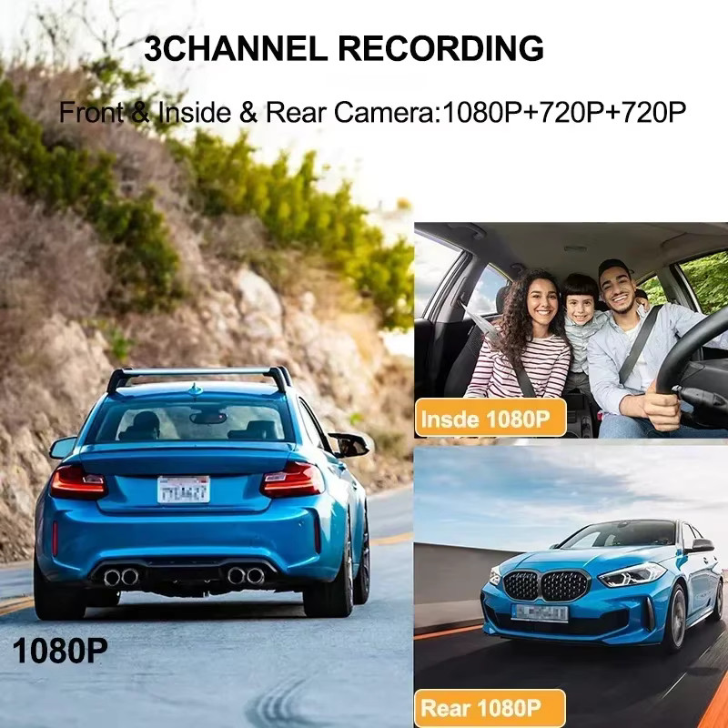 2/3Camera WIFI Dash Cam Cabin Car Dvr 1080P nigh vision Vehicle 3 Way Channel