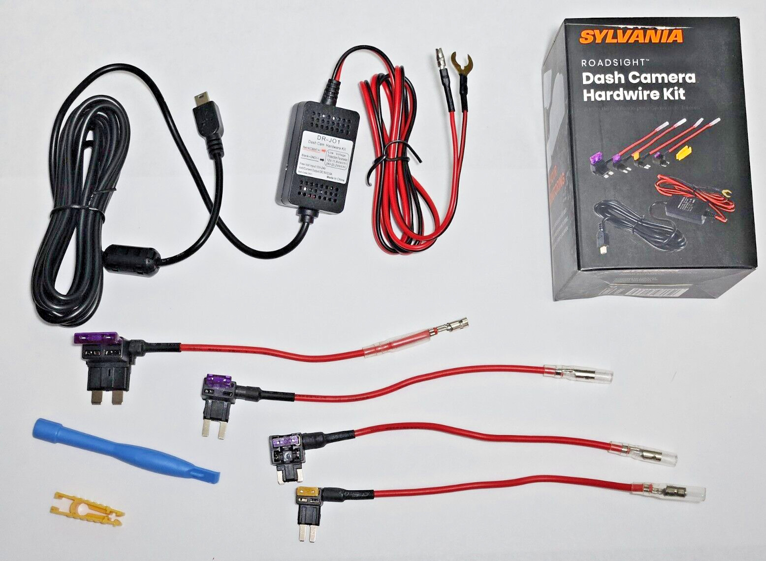 SYLVANIA ROADSIGHT 12ft Dash Cam Hardwire Mini USB Fuse Cable Kit 12V 24V to 5V
