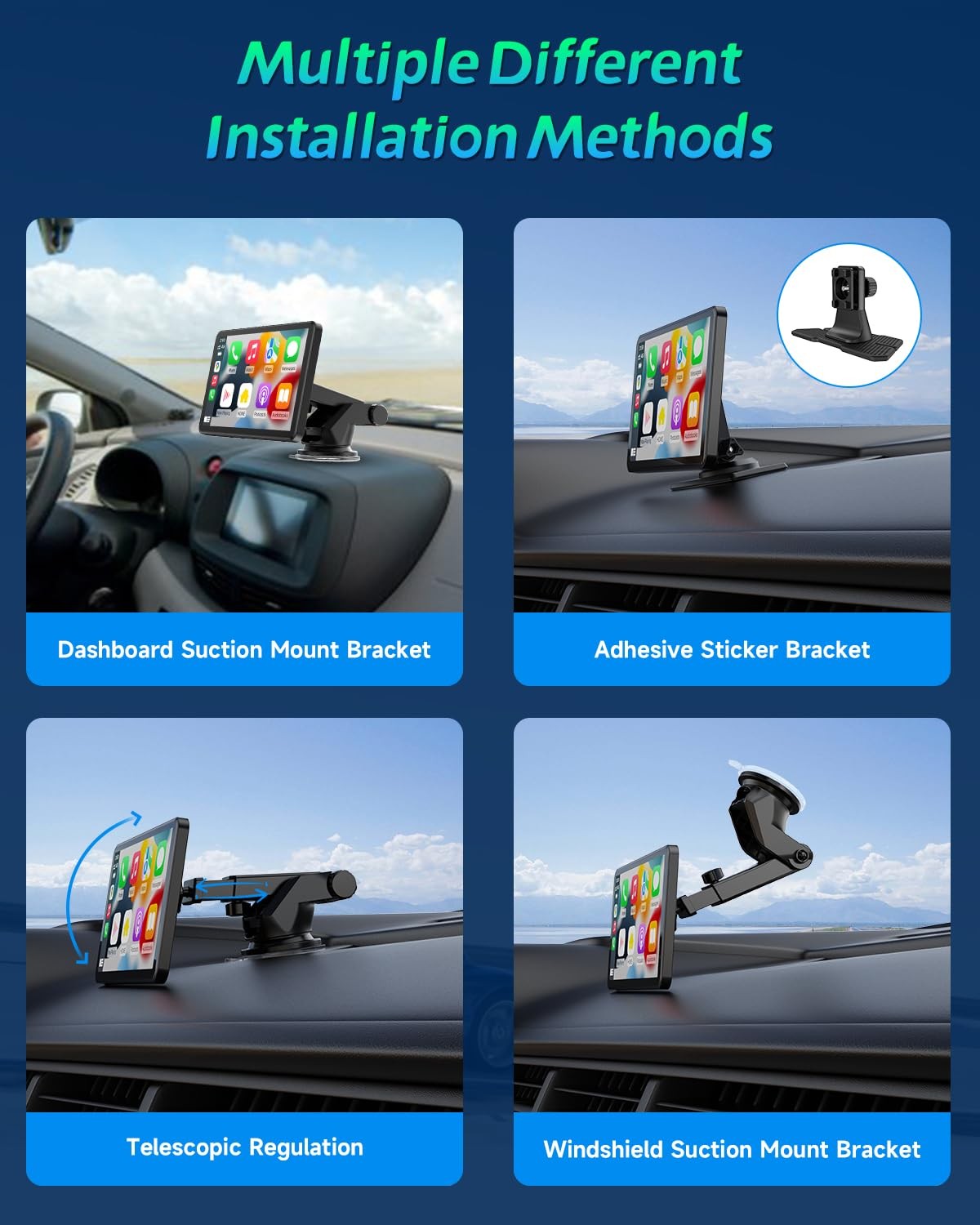 Spedal Car Play with Backup Camera, Portable CarPlay and Android Auto 7″ CarP…