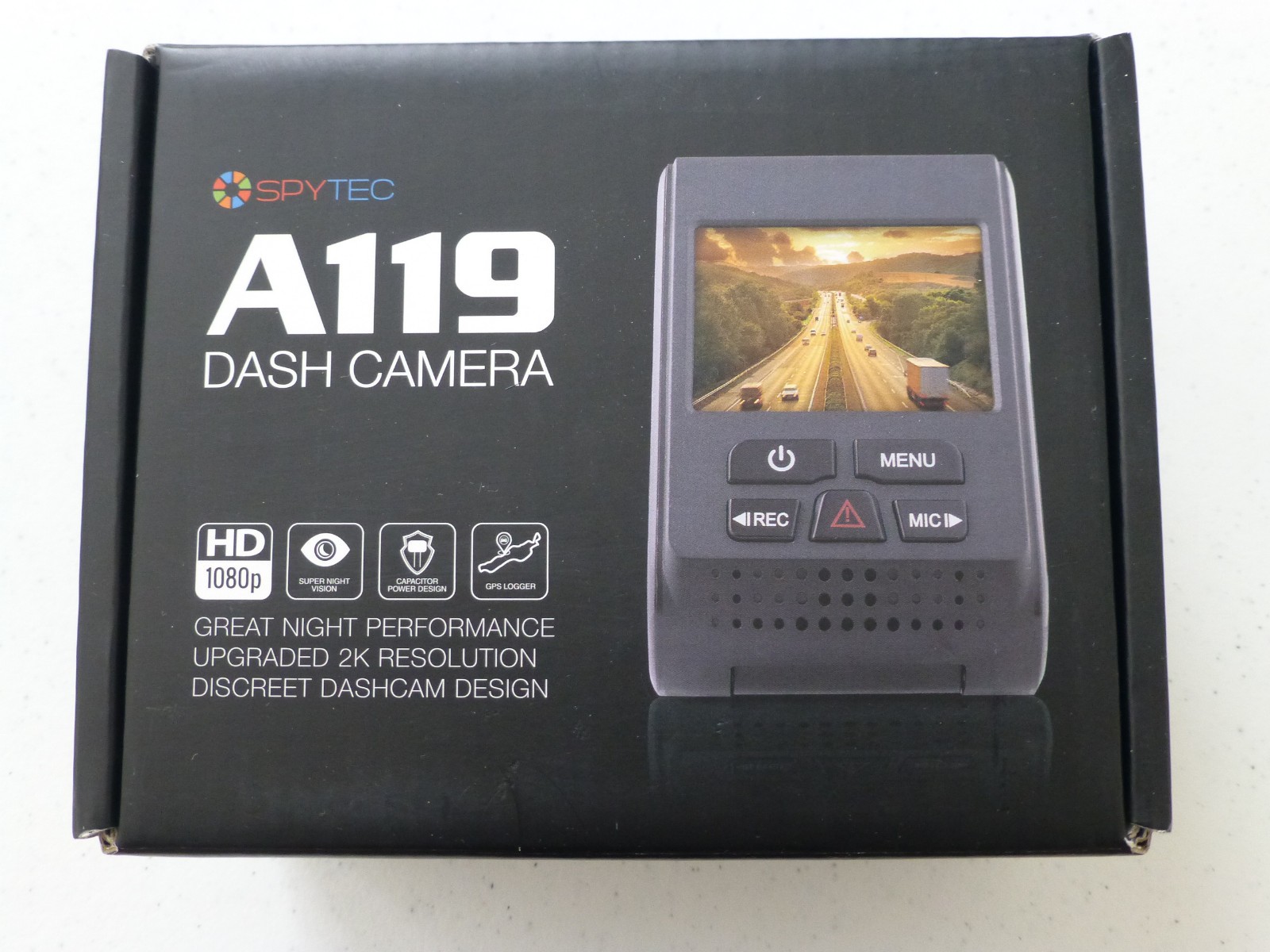 SpyTec A119 Version 2 (V2) Car Dash 60 FPS 1440p Camera with GPS Logger Mount