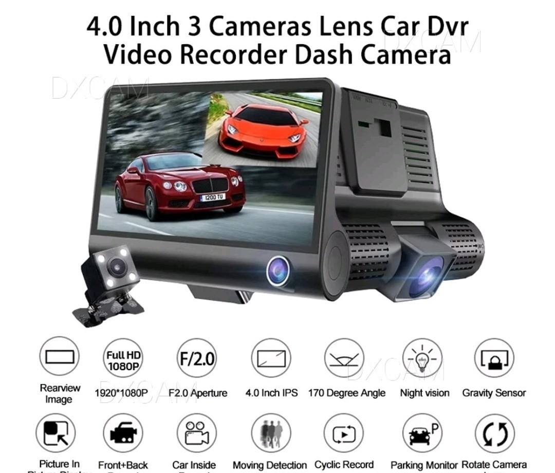 Dual Lens 4-Inch Screen Dash Cam HD 1080P Car DVR Rearview Video Recorder Camera