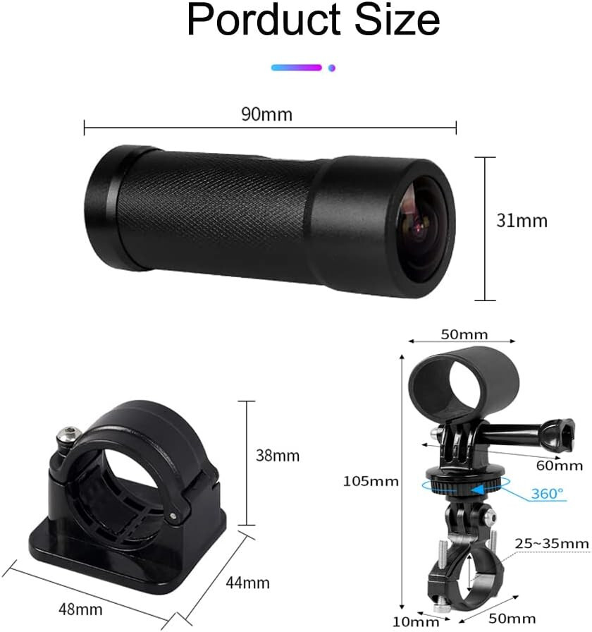 VSYSTO Bicycle Motorcycle Helmet Camera, 150° Wide Angle 1080P Front & Rear