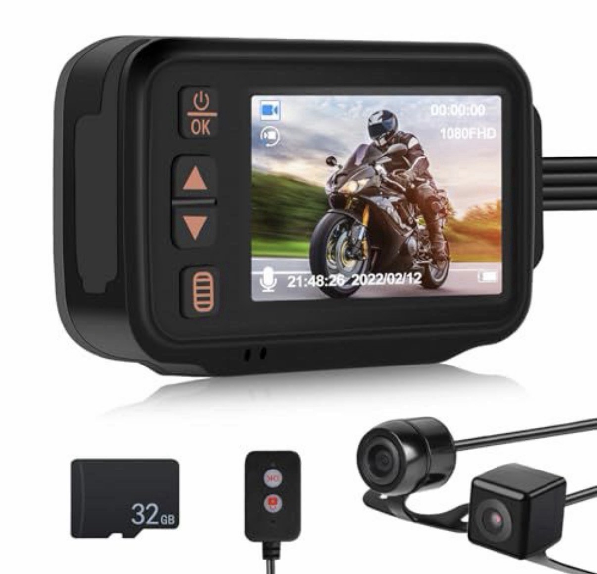 CAMECHO Dash Cam Front and Rear, IP65 Waterpoorf Dual Dash Camera Motorsports