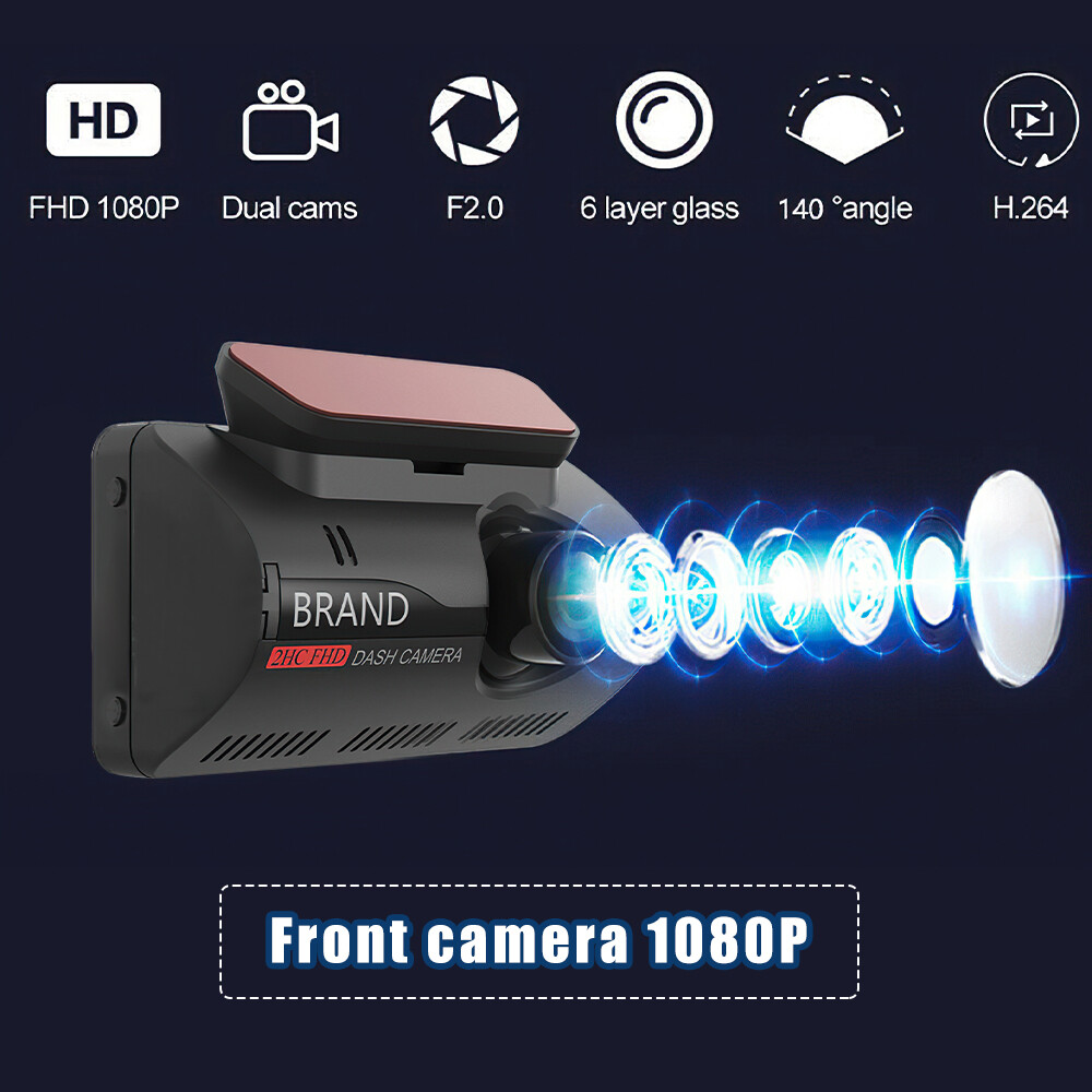 Camara De Seguridad Para Carro Auto 1080P HD Delantero/Trasero/Interior Dash Cam