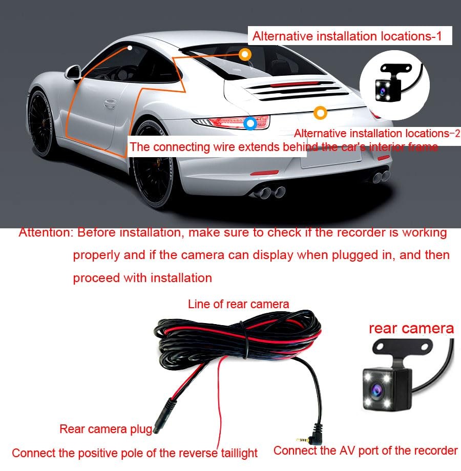 1080P 3 Channel Dash Camera for Car Front and Rear Inside Dashcam Car Video R…