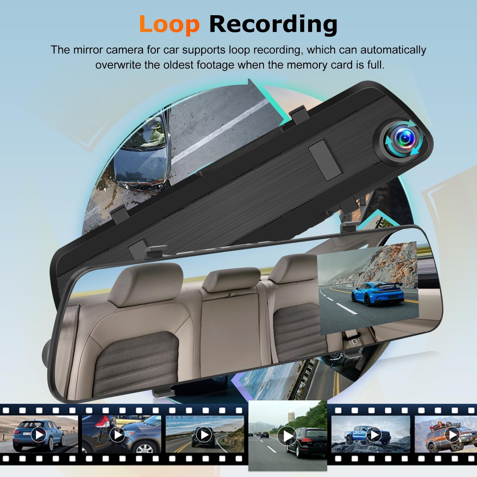 1080P Dual Lens Rear View Mirror Camera – 4 Inch Touchscreen Mirror Dash Cam …
