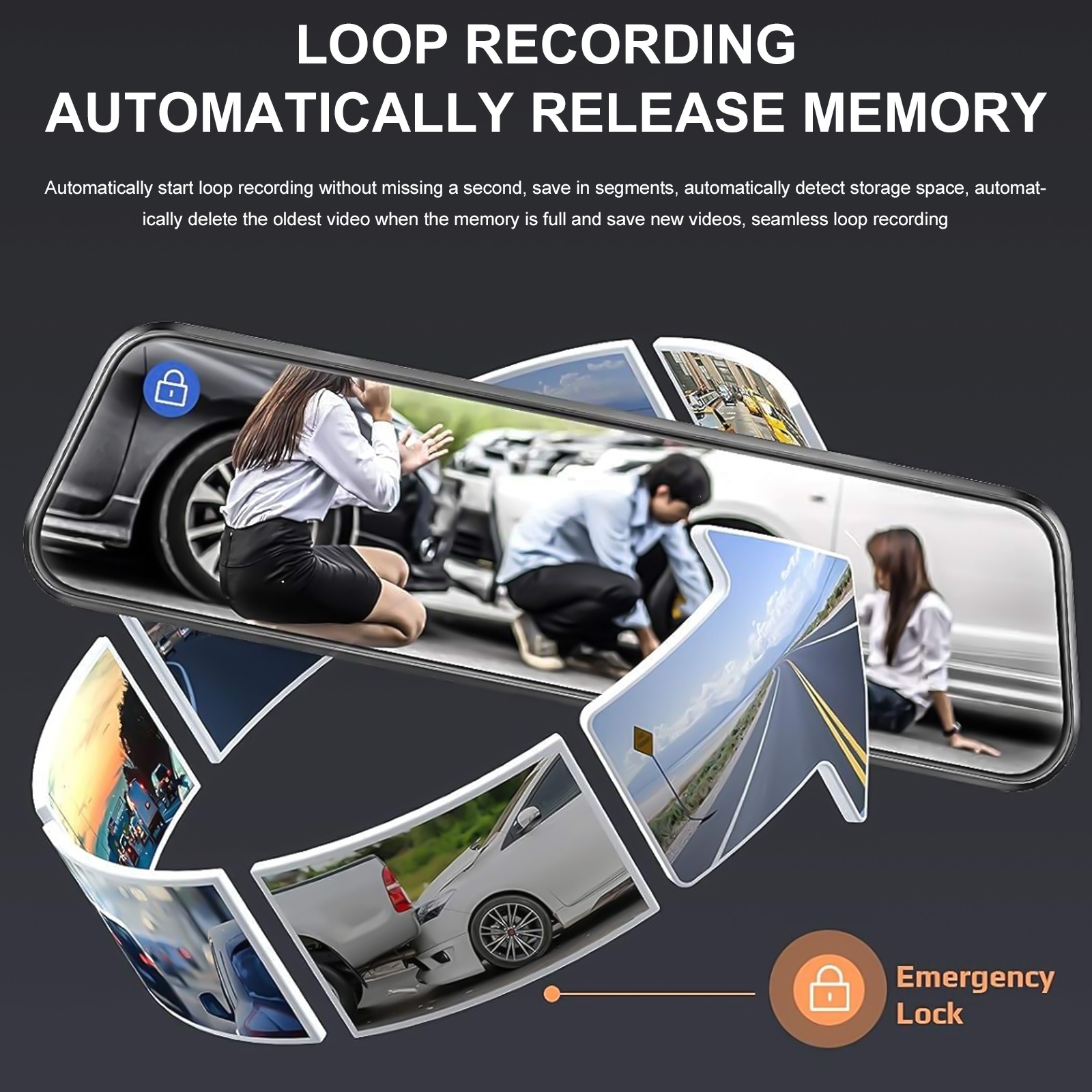 32GB Rearview Mirror Car DVR Dual Dash 1080P HD Camera Front Rear Video Recorder