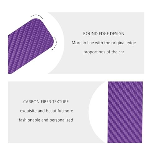 4PCS Car Door Sill Protector with Scraper,Carbon Fiber Car Door Purple