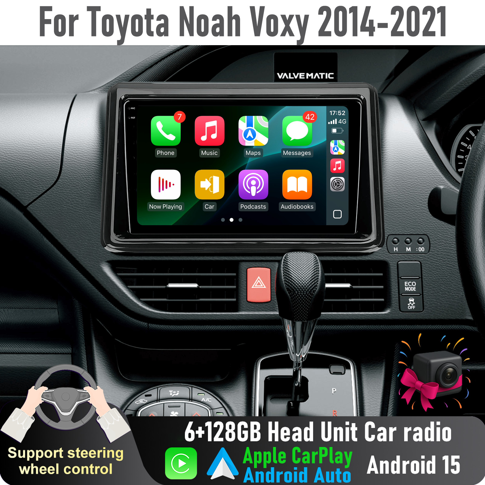 9” Apple CarPlay Auto 6+128GB Head Unit Car radio For Toyota Noah Voxy 2014-21
